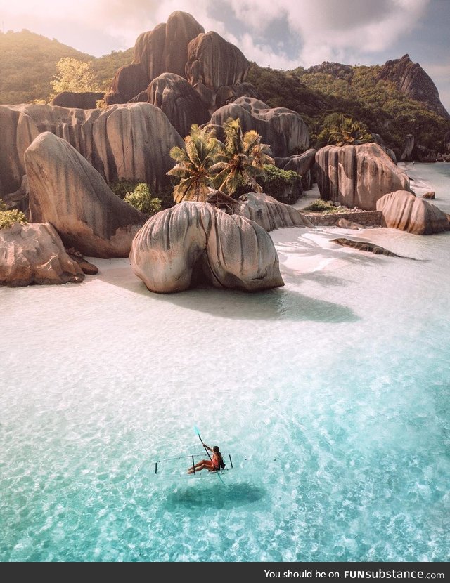 Crystal clear waters in the Seychelles