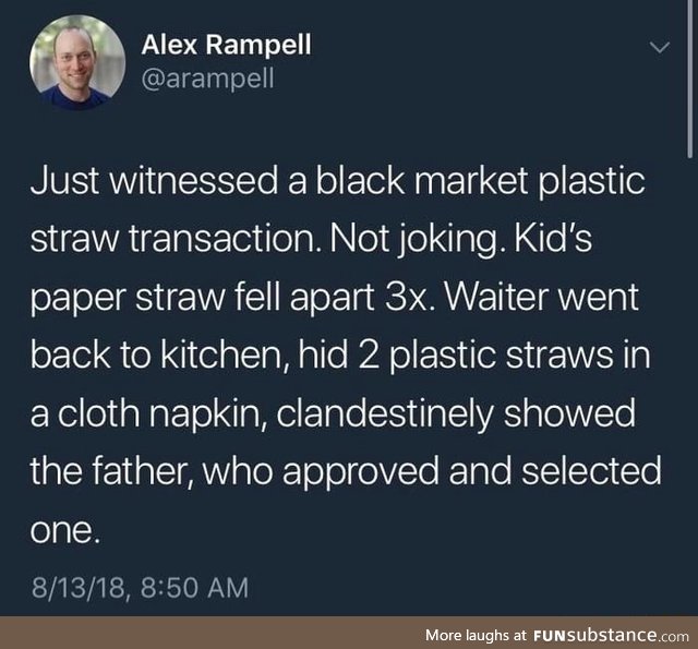 Plastic straw black market