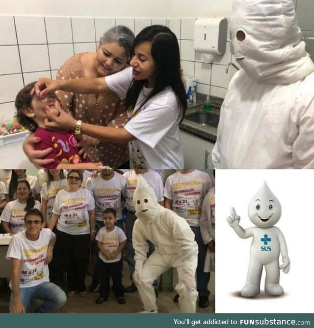 The Brazilian vaccination mascot looks like kkk