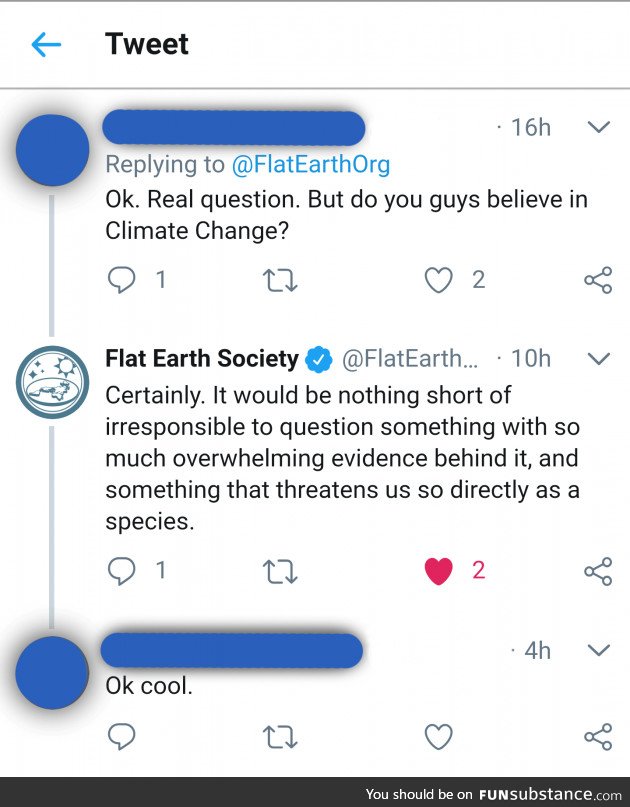 The Flat Earth Society gets it