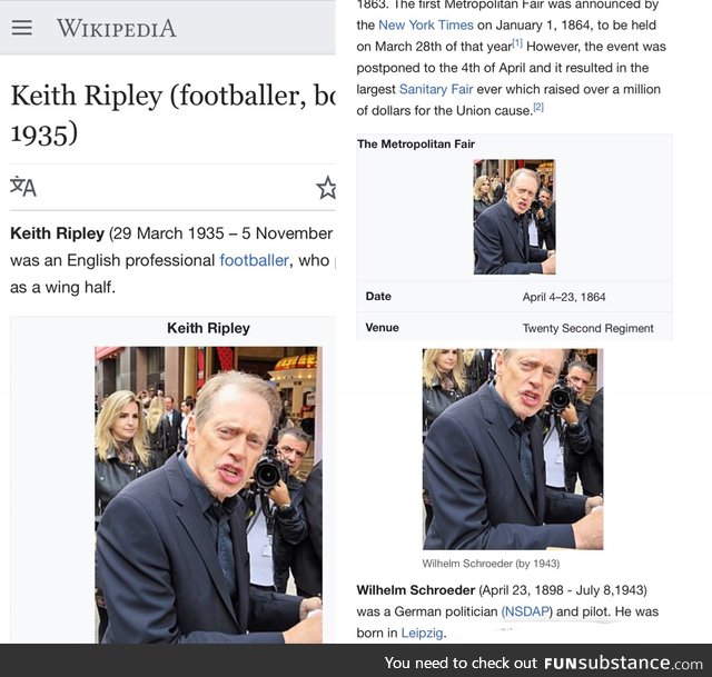 Recently I’ve been inserting Steve Buscemi into obscure Wikipedia articles