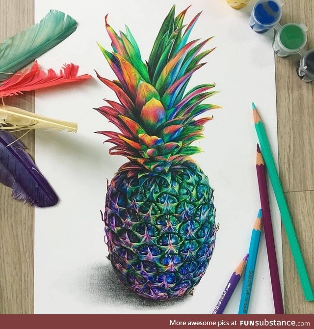 Gorgeously colored pineapple drawing