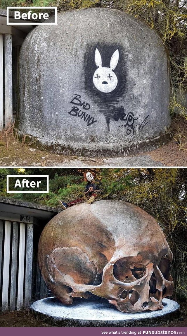 Graffiti transformation by Portuguese street artist Odeith