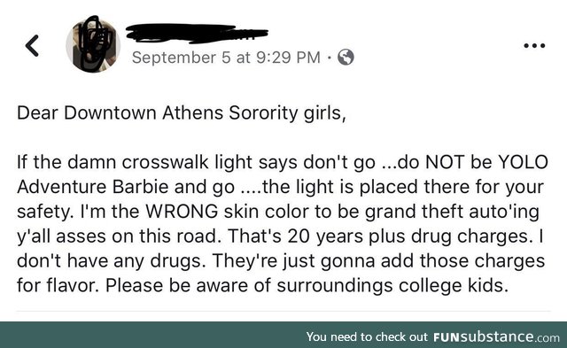 A note to sorority girls