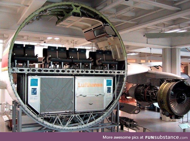 Cross section of a commercial airplane