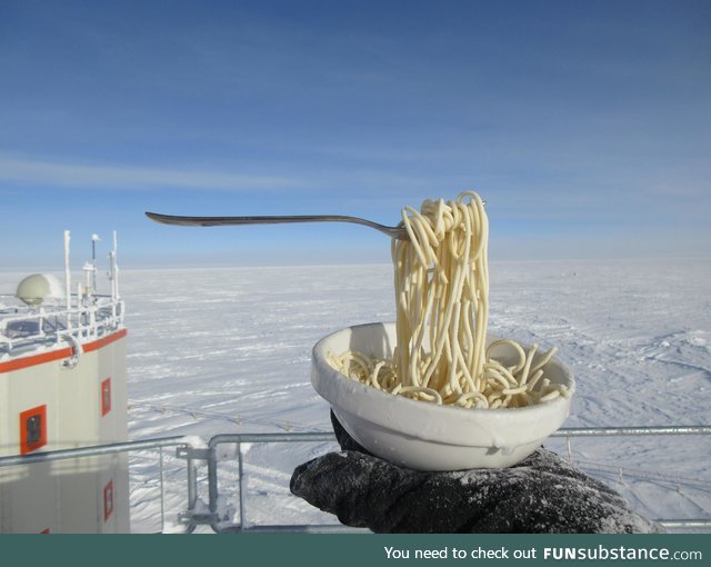 Pic of noodles at -60°C: Concordia research station, Antarctica