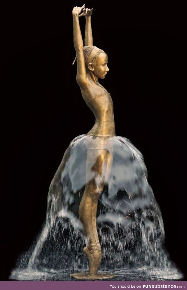A ballerina statue fountain