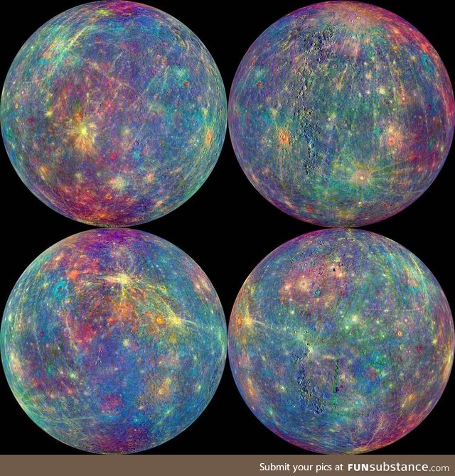 The planet Mercury looks like an opal in these NASA images