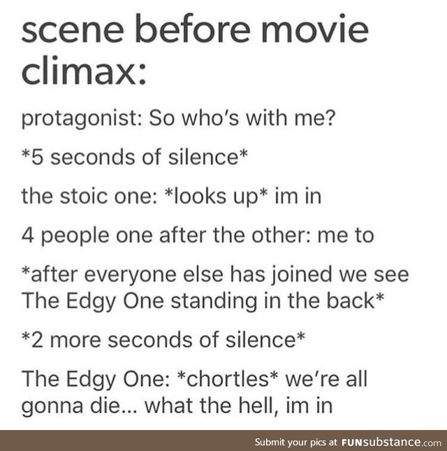 Scene before climax