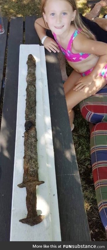 A 8 year old girl found a 1500 year old Viking Sword while swimming in a lake