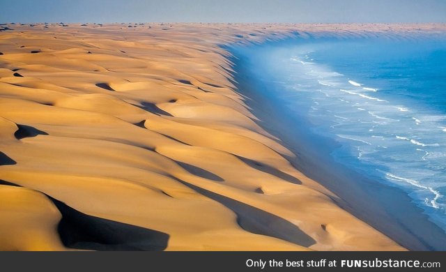 Where the Namib Desert meets the Atlantic Ocean, in Africa