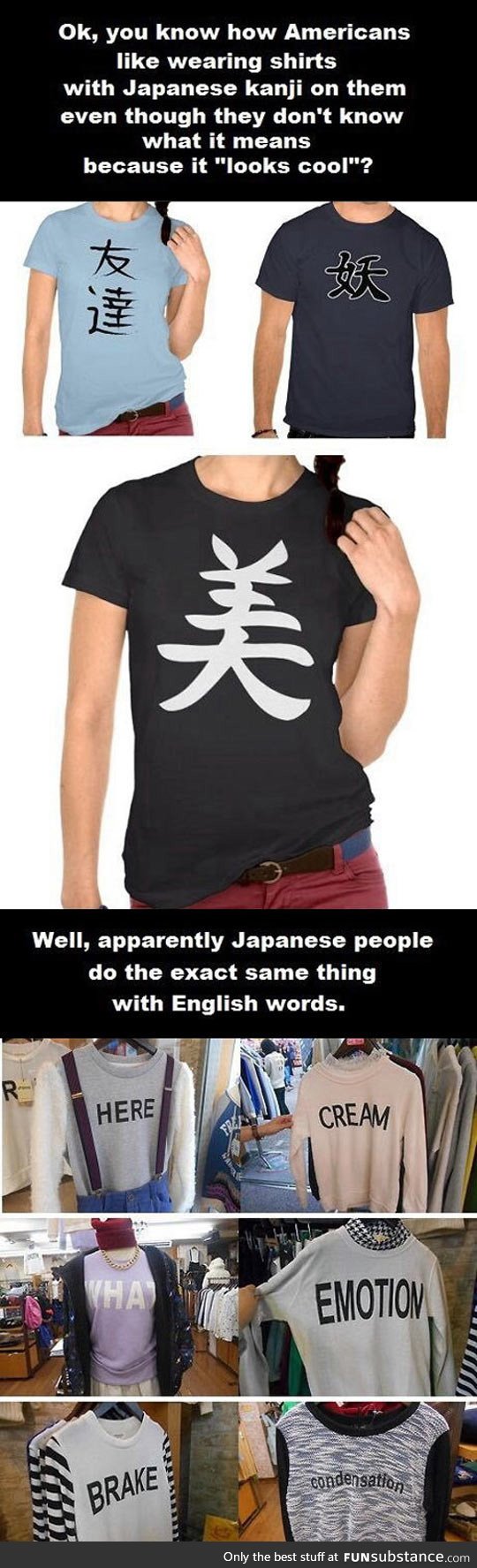 English words on japanese t-shirts