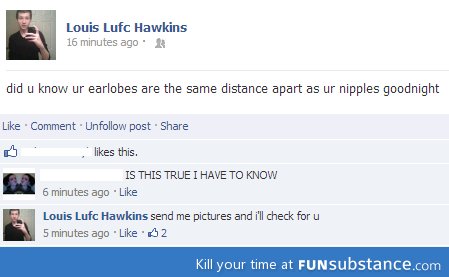 Nipples and earlobes are the same distance apart