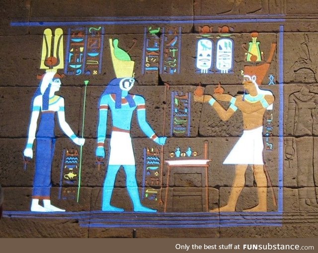 This is what ancient hiroglyphics looked like before the colors faded