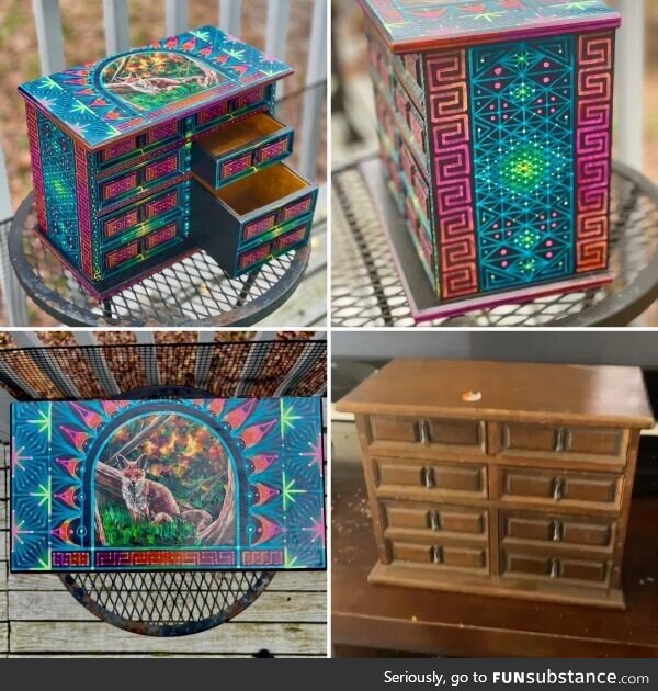 Upcycled and handpainted this wooden jewelry box I found at the thrift store