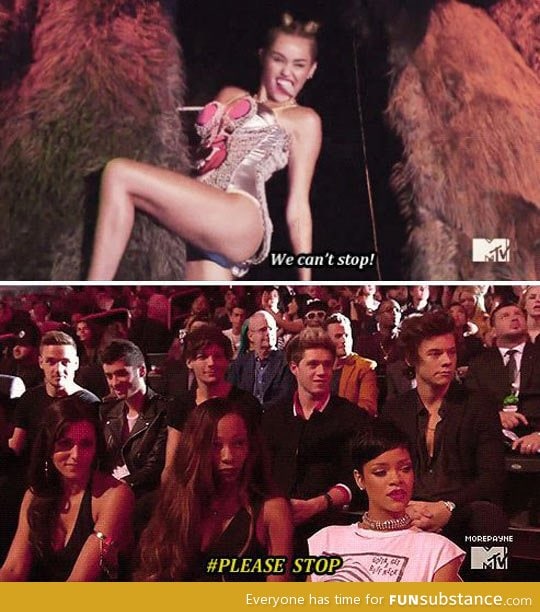 One Direction's response to Miley's performance