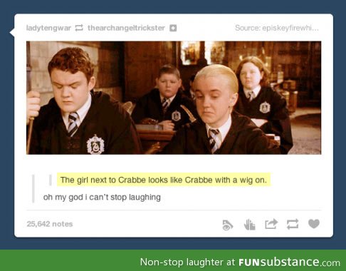 Crabbe with a wig