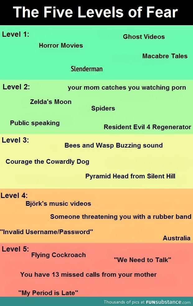 the levels of fear