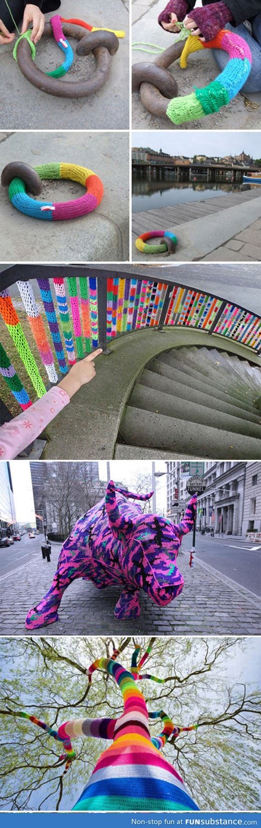 Massive yarn bombing in the city