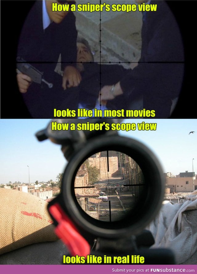 Sniper scope view movies vs real life - FunSubstance