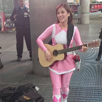 The original pink power ranger trying to make ends meet