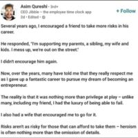 privilege is being able to take chances and have a safety net if it fails