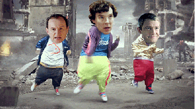 Mycroft, Sherlock, and John getting down