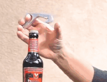 One handed bottle opener
