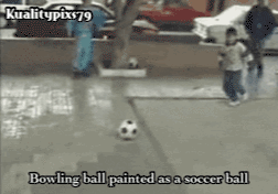 Bowling ball painted as a soccer ball