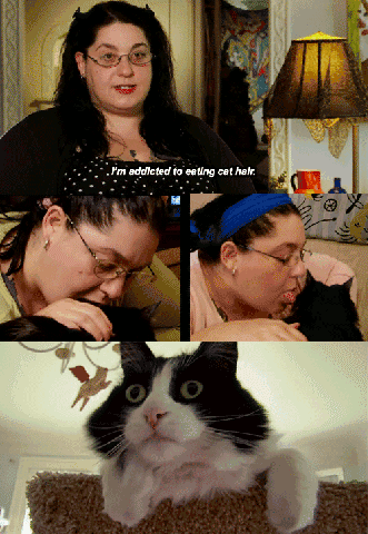 This women f*cking eats cat hair