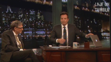 Jimmy Fallon closing his Macbook when interviewing Bill Gates