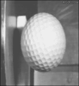 Slow motion golf ball