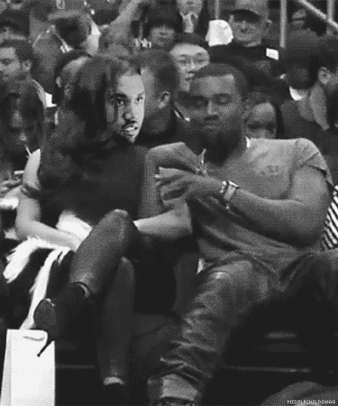 Kanye West attempting to seduce Kanye West while sitting next to Kanye West