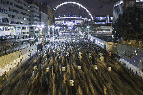 Fans leaving Wembley Stadium