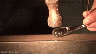 Glass meets hammer in slow motion