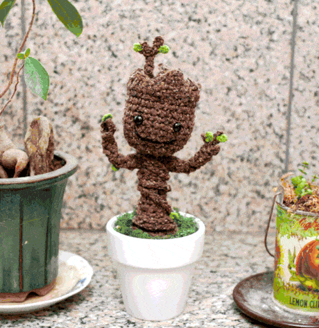 Crocheted Groot dancing