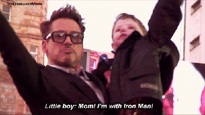 Mom look I'm with iron man! So cute :')