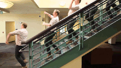 "My friend asked me to walk down the stairs while he filmed me."