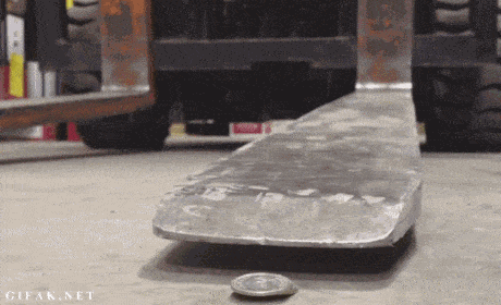 How to pick up coins with a forklift.