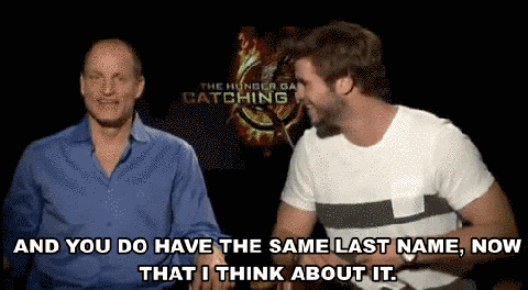 Woody Harrelson just now realized that Chris & Liam are brothers