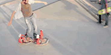 Guy used 4 leafblowers to make a hoverboard