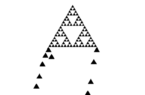 Sierpinski triangle falling to infinity