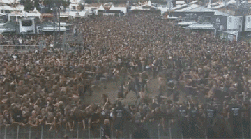 This is called a wall of death, most heavy metal concerts have them
