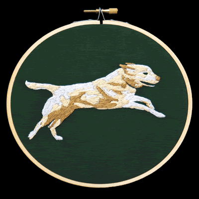 A running dog...Amimated in embroidery