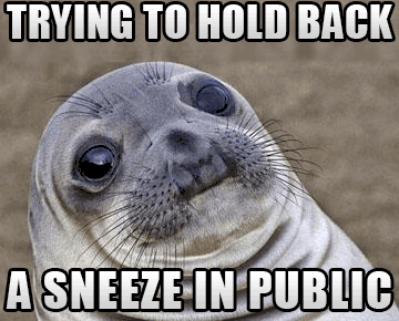 Holding back a sneeze