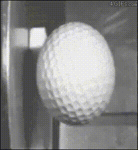 Slo-mo of golf ball hitting wall at 150mph