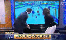 Wii news anchor curling challenge