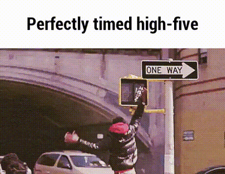 Perfectly timed high-five