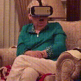 Grandmother tries virtual reality