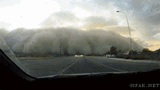 Driving into a dust storm